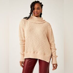 Free People Tommy Turtle Top Sweater Toasted Almond XS